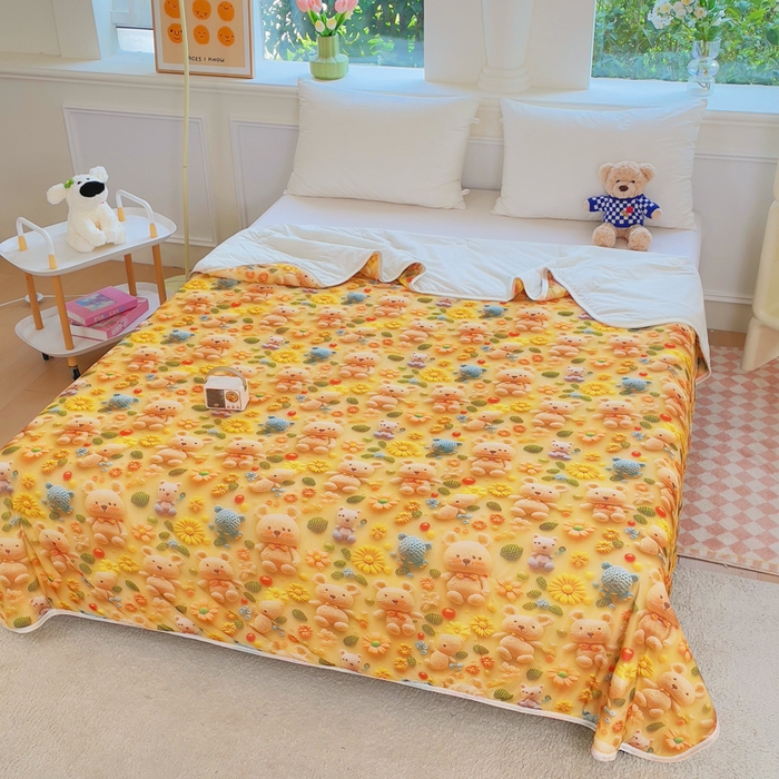 91家纺网 家纺一手货源 找家纺 默忆 2026新款直播热款5D数码凉感冰丝夏被 幻影熊宝