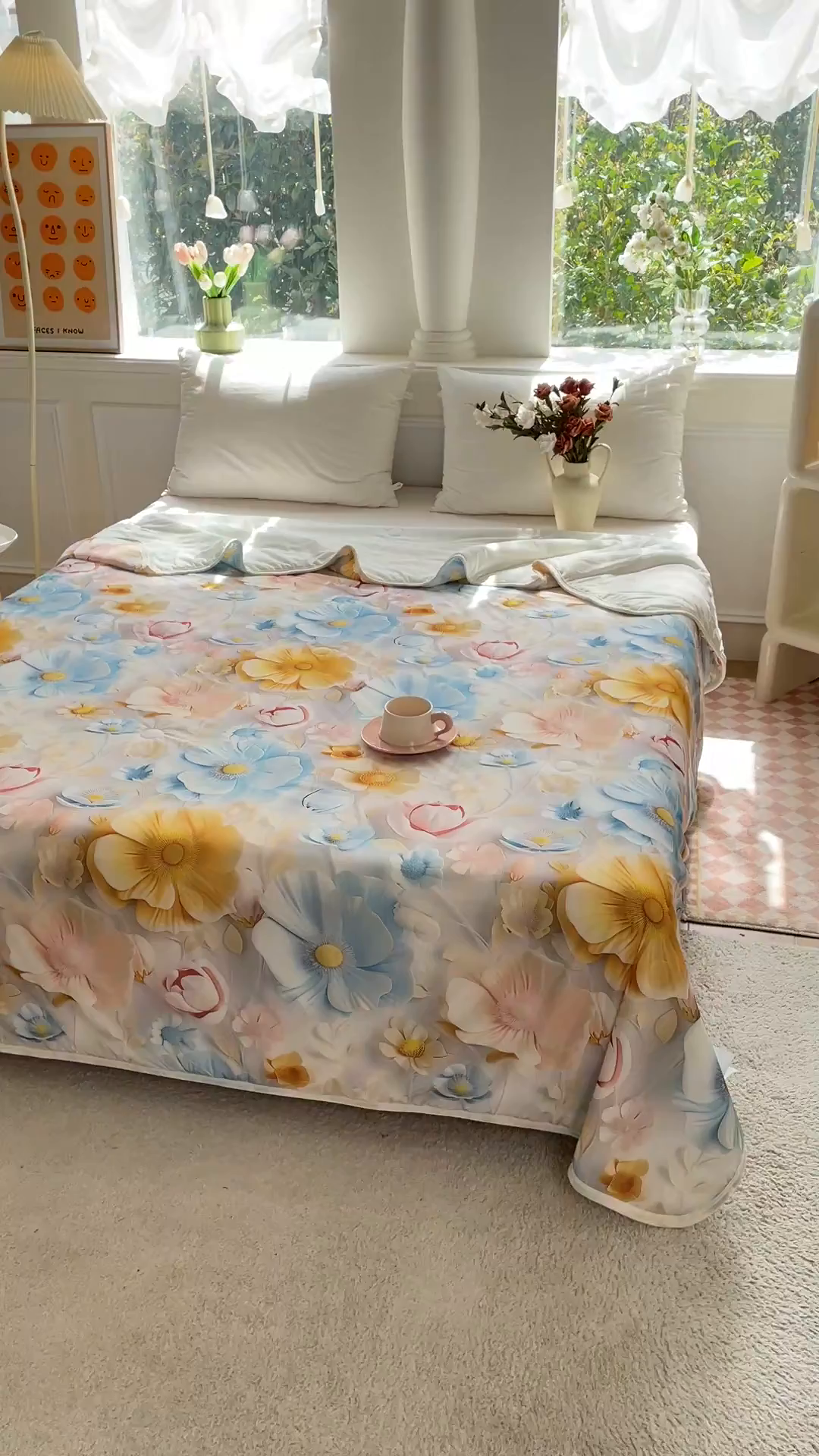 91家纺网 家纺一手货源 找家纺 默忆 2026新款直播热款5D数码凉感冰丝夏被 向阳花