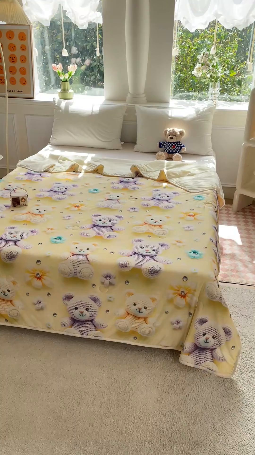 91家纺网 家纺一手货源 找家纺 默忆 2026新款直播热款5D数码凉感冰丝夏被 可爱宝宝熊