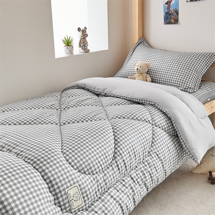 91家纺网 家纺一手货源 找家纺 默忆 2026新款A类水洗棉新疆棉花被子被芯 灰格 被子