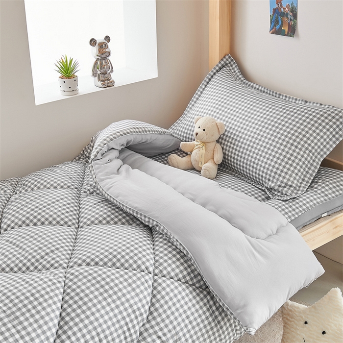 91家纺网 家纺一手货源 找家纺 默忆 2026新款A类水洗棉新疆棉花被子被芯 灰格 被子