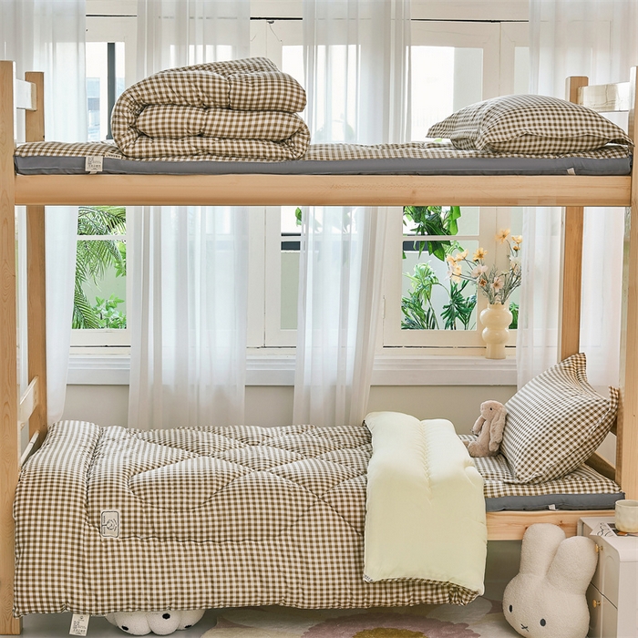 91家纺网 家纺一手货源 找家纺 默忆 2026新款A类水洗棉新疆棉花被子被芯 咖格 被子