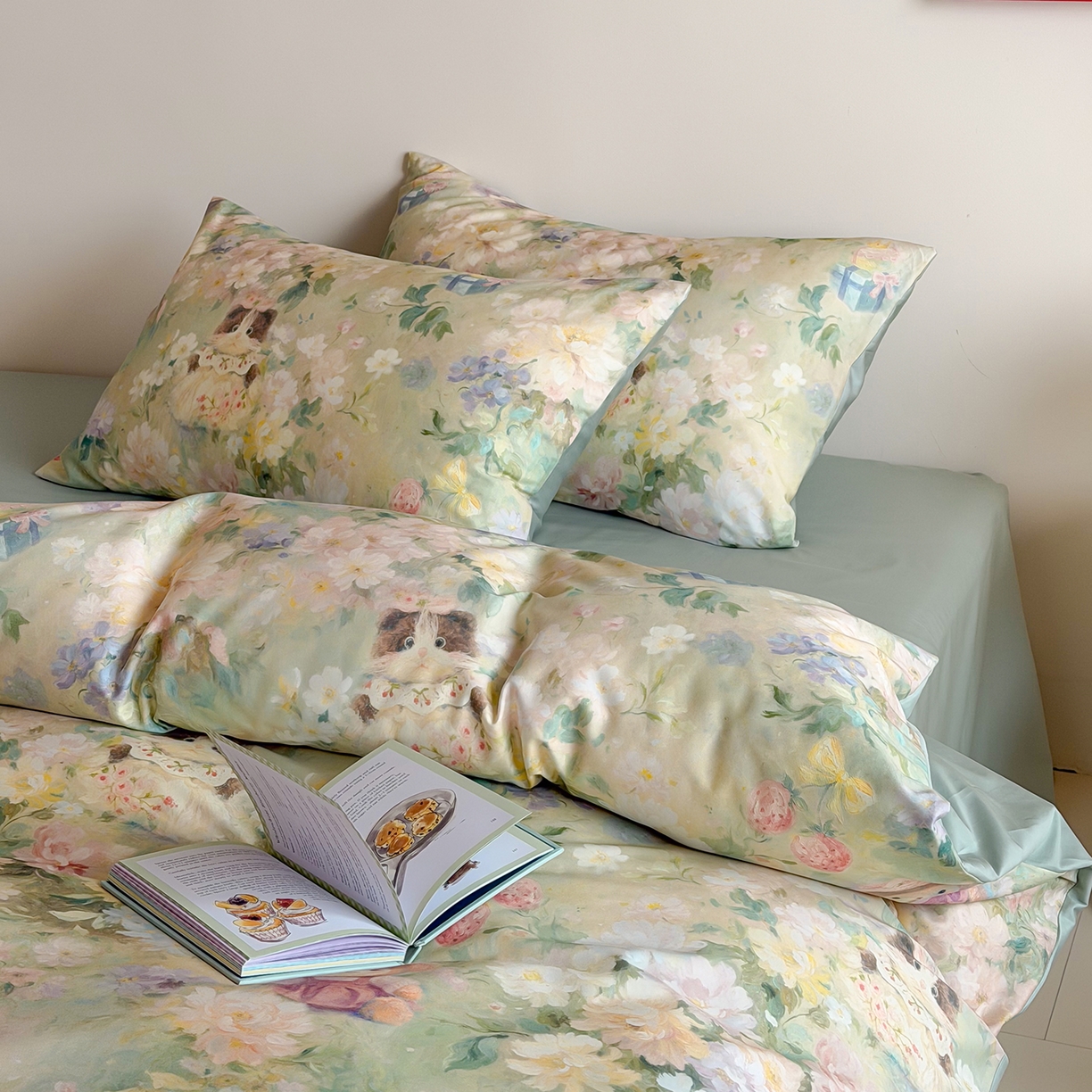 91家纺网 家纺一手货源 找家纺 （总）桃喜 2026新款60支长绒棉数码印花油画系列四件套（券后不低于169/189）