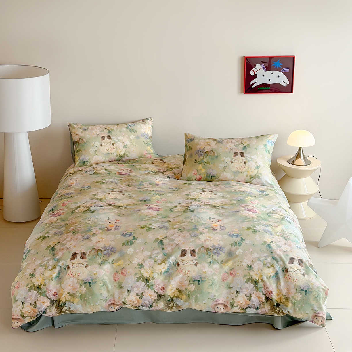 91家纺网 家纺一手货源 找家纺 桃喜 2026新款60支长绒棉数码印花油画系列四件套（券后不低于169/189） 爱丽丝