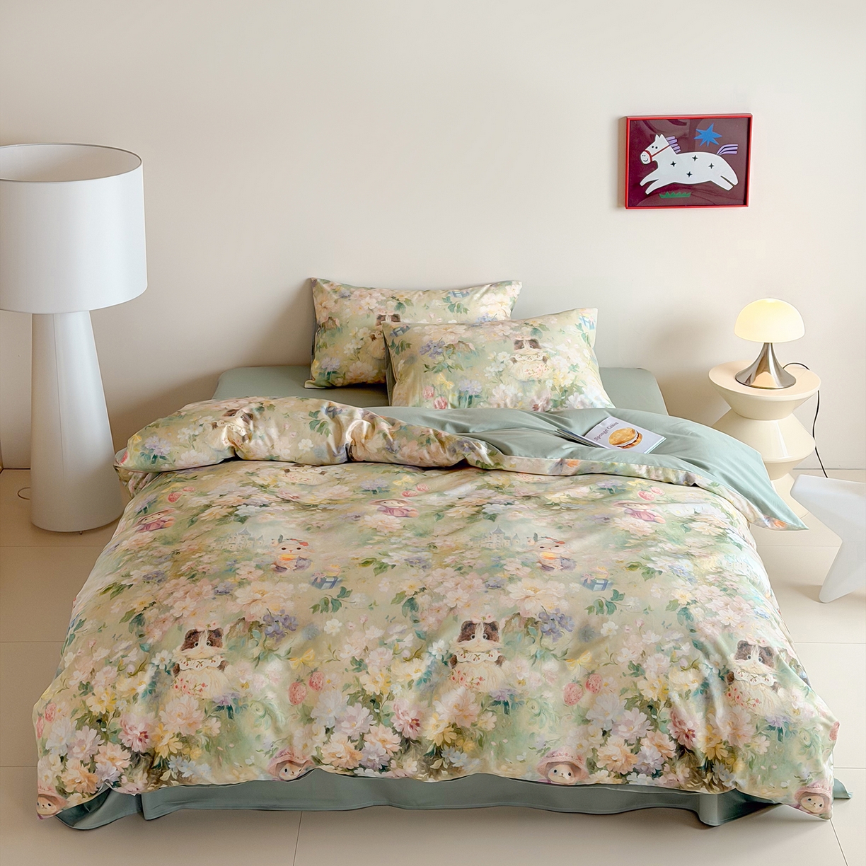 91家纺网 家纺一手货源 找家纺 桃喜 2026新款60支长绒棉数码印花油画系列四件套（券后不低于169/189） 爱丽丝