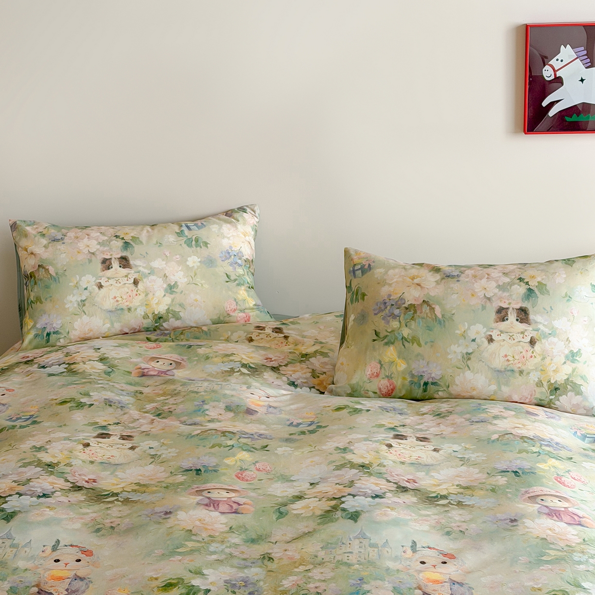 91家纺网 家纺一手货源 找家纺 桃喜 2026新款60支长绒棉数码印花油画系列四件套（券后不低于169/189） 爱丽丝