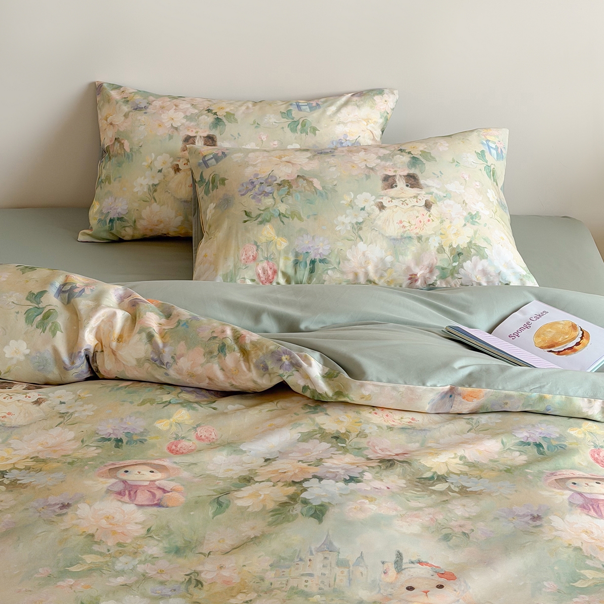 91家纺网 家纺一手货源 找家纺 桃喜 2026新款60支长绒棉数码印花油画系列四件套（券后不低于169/189） 爱丽丝