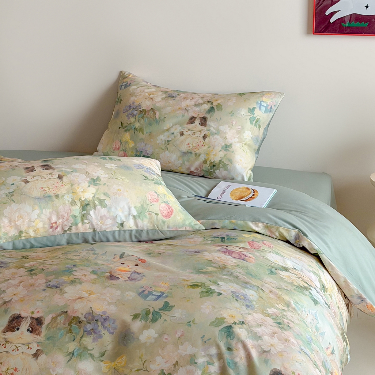 91家纺网 家纺一手货源 找家纺 桃喜 2026新款60支长绒棉数码印花油画系列四件套（券后不低于169/189） 爱丽丝