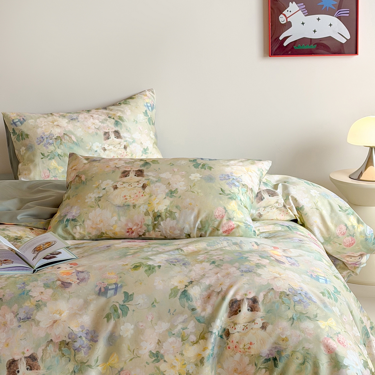 91家纺网 家纺一手货源 找家纺 桃喜 2026新款60支长绒棉数码印花油画系列四件套（券后不低于169/189） 爱丽丝