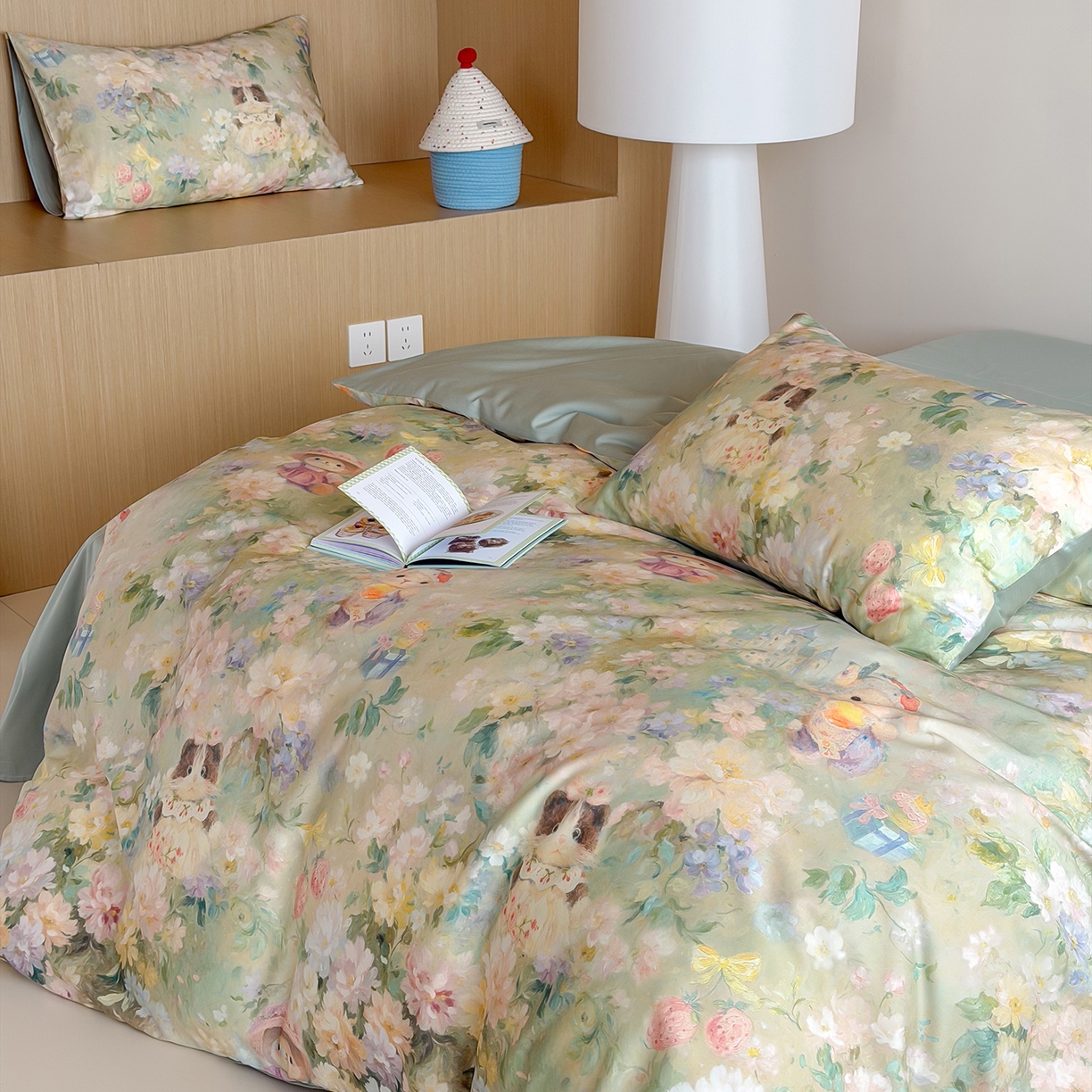 91家纺网 家纺一手货源 找家纺 桃喜 2026新款60支长绒棉数码印花油画系列四件套（券后不低于169/189） 爱丽丝