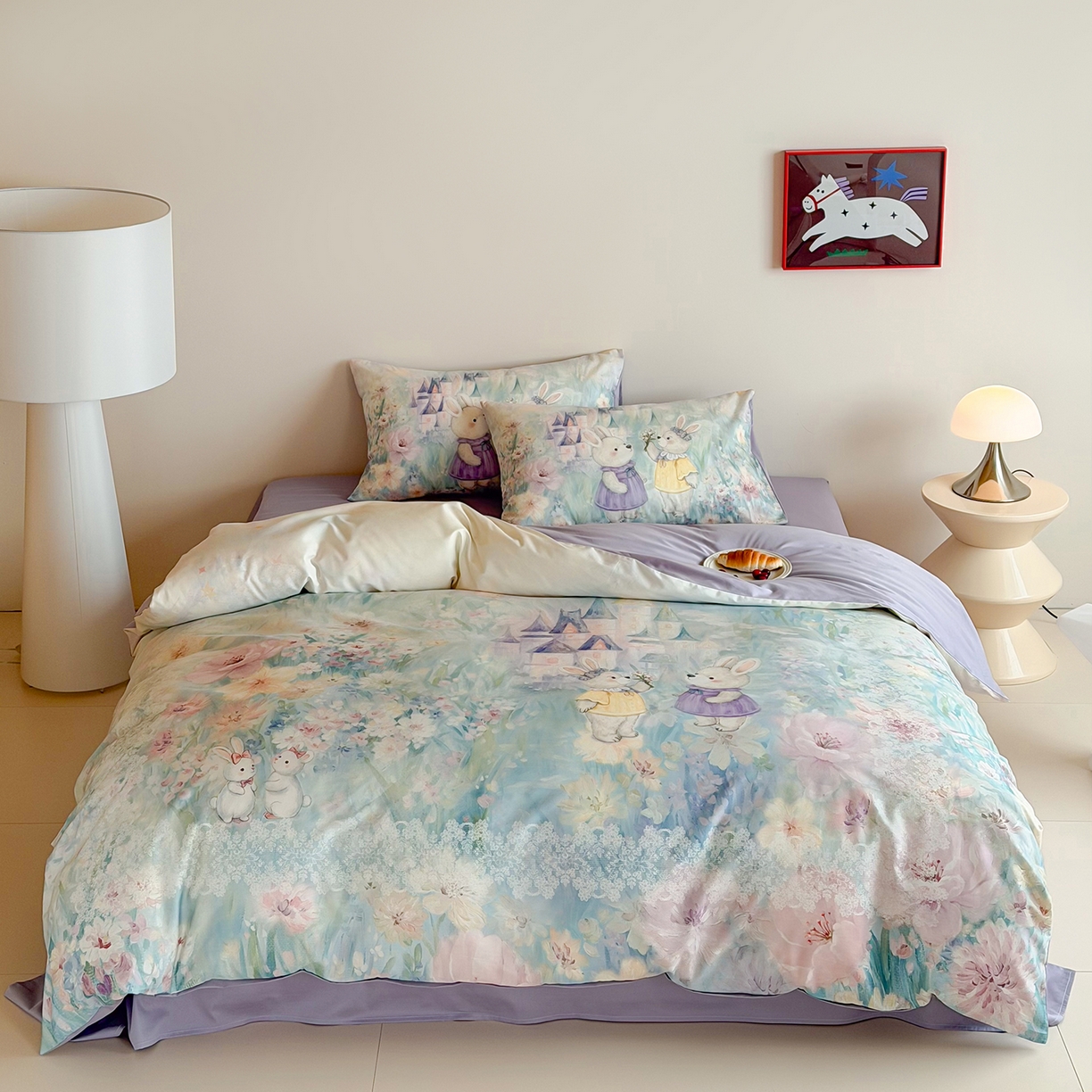 91家纺网 家纺一手货源 找家纺 桃喜 2026新款60支长绒棉数码印花油画系列四件套（券后不低于169/189） 梦幻城堡