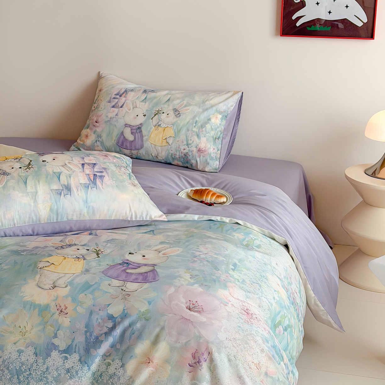 91家纺网 家纺一手货源 找家纺 桃喜 2026新款60支长绒棉数码印花油画系列四件套（券后不低于169/189） 梦幻城堡