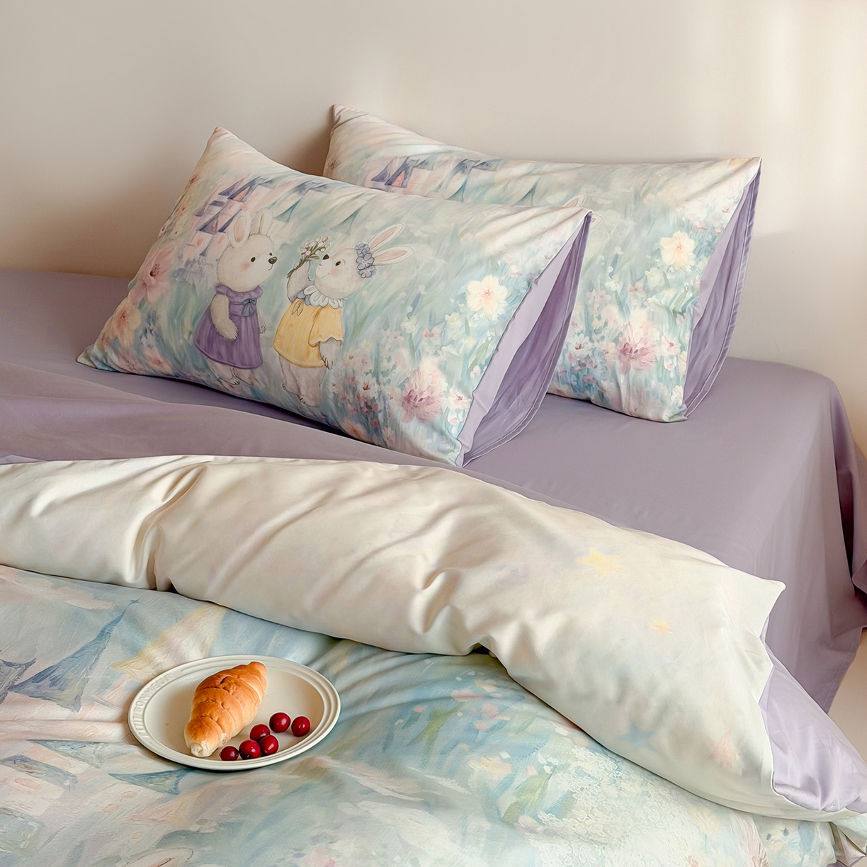 91家纺网 家纺一手货源 找家纺 桃喜 2026新款60支长绒棉数码印花油画系列四件套（券后不低于169/189） 梦幻城堡