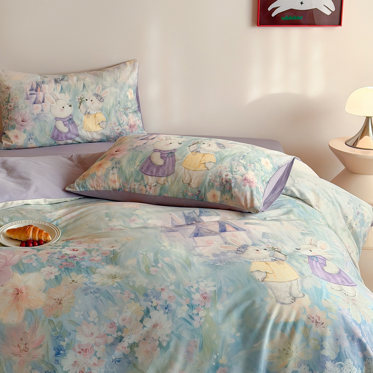 91家纺网 家纺一手货源 找家纺 桃喜 2026新款60支长绒棉数码印花油画系列四件套（券后不低于169/189） 梦幻城堡