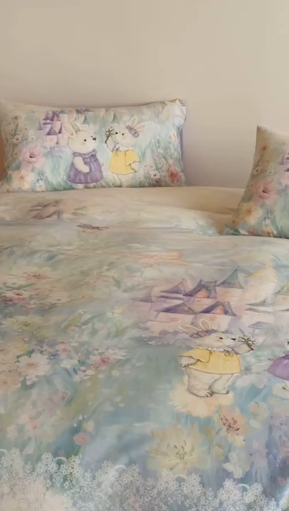 91家纺网 家纺一手货源 找家纺 桃喜 2026新款60支长绒棉数码印花油画系列四件套（券后不低于169/189） 梦幻城堡