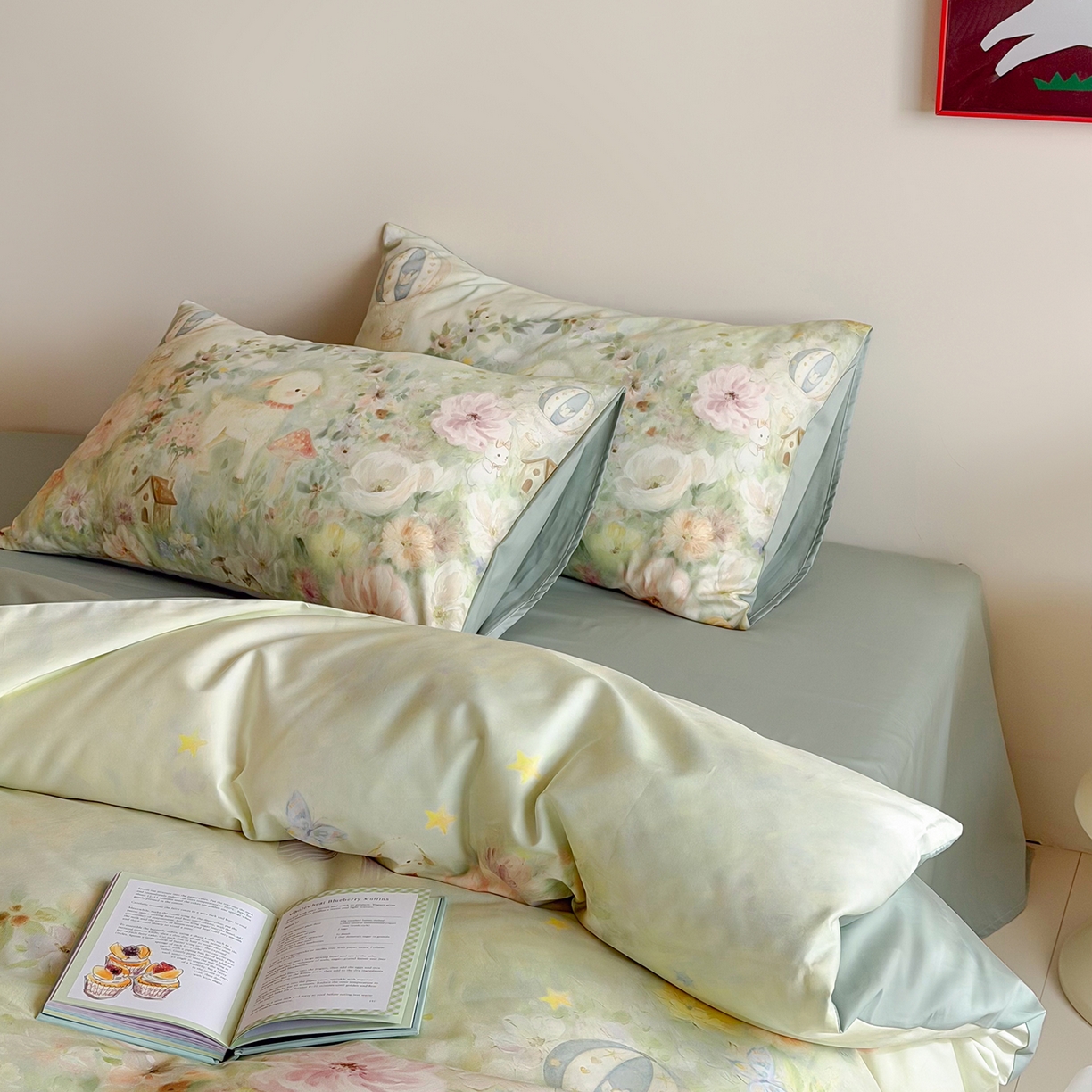 91家纺网 家纺一手货源 找家纺 桃喜 2026新款60支长绒棉数码印花油画系列四件套（券后不低于169/189） 羊羊花园