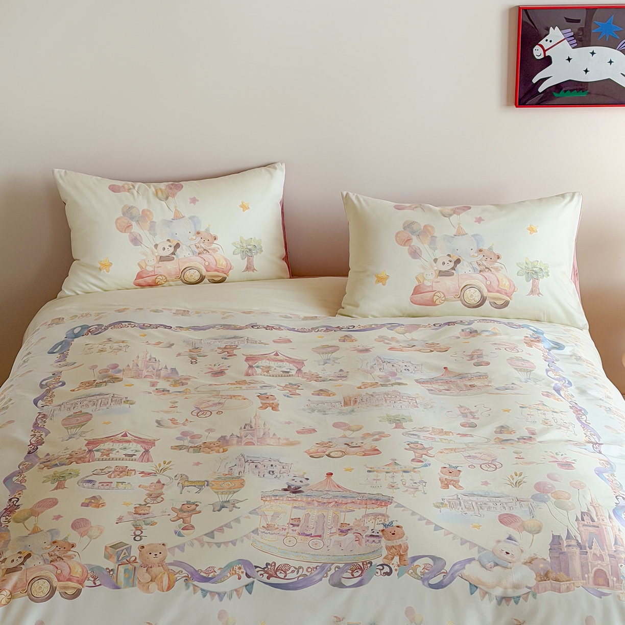 91家纺网 家纺一手货源 找家纺 桃喜 2026新款60支长绒棉数码印花油画系列四件套（券后不低于169/189） 园游会