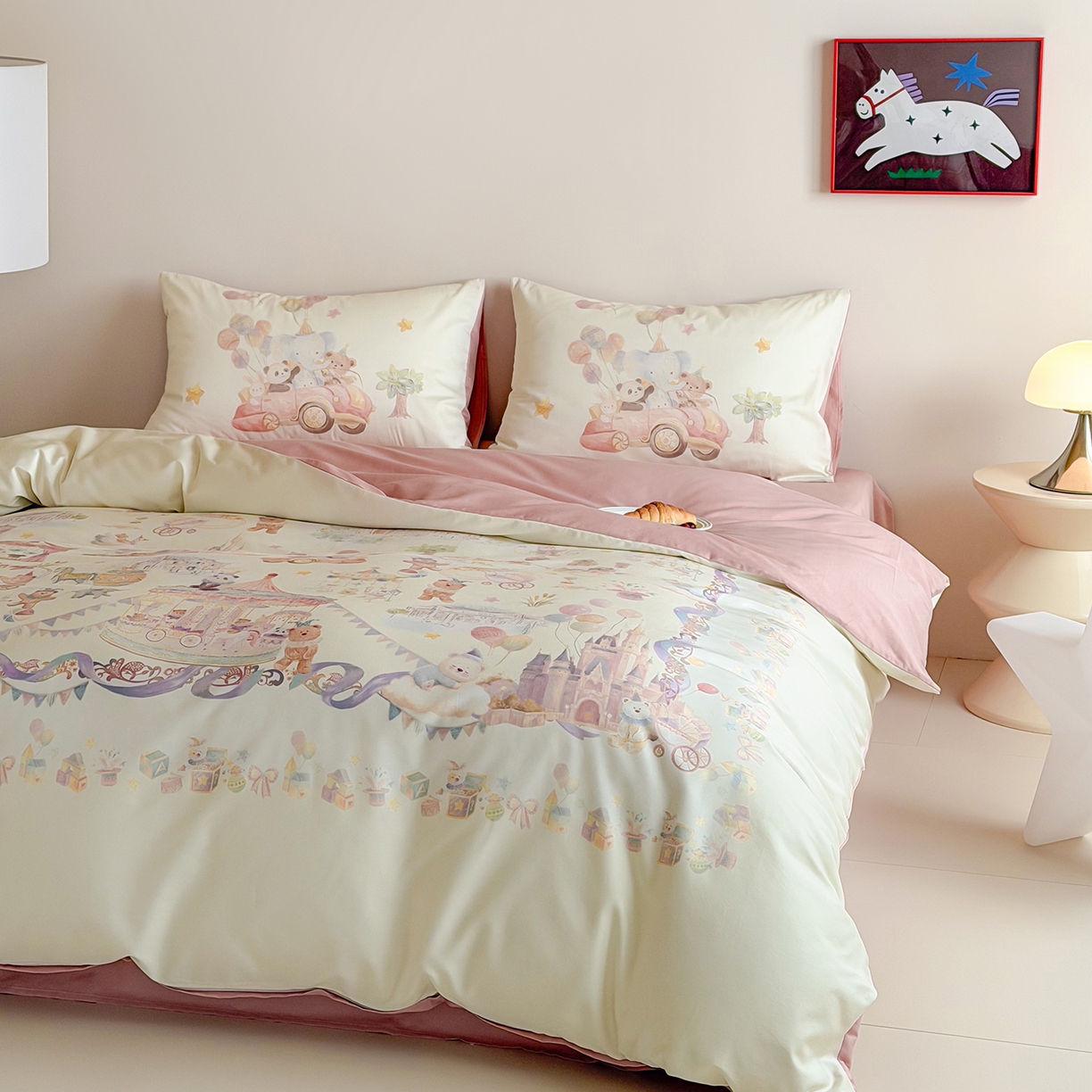 91家纺网 家纺一手货源 找家纺 桃喜 2026新款60支长绒棉数码印花油画系列四件套（券后不低于169/189） 园游会