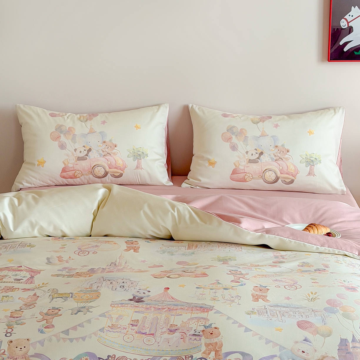 91家纺网 家纺一手货源 找家纺 桃喜 2026新款60支长绒棉数码印花油画系列四件套（券后不低于169/189） 园游会