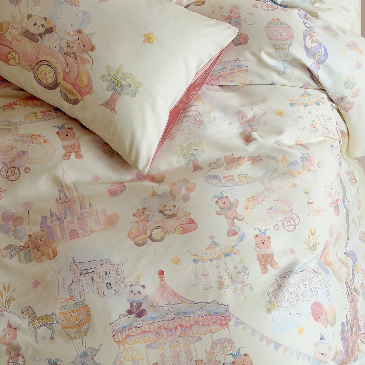 91家纺网 家纺一手货源 找家纺 桃喜 2026新款60支长绒棉数码印花油画系列四件套（券后不低于169/189） 园游会