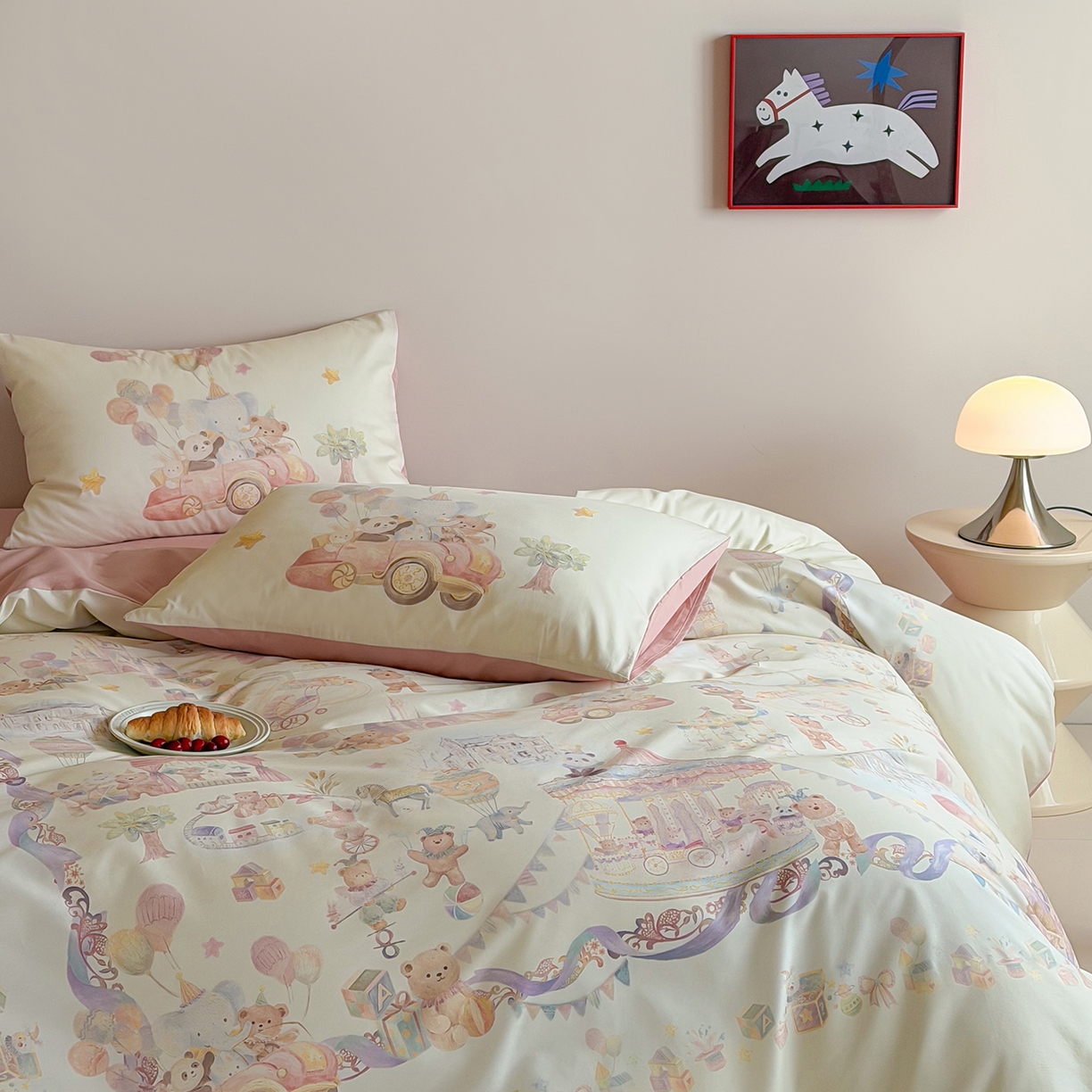 91家纺网 家纺一手货源 找家纺 桃喜 2026新款60支长绒棉数码印花油画系列四件套（券后不低于169/189） 园游会