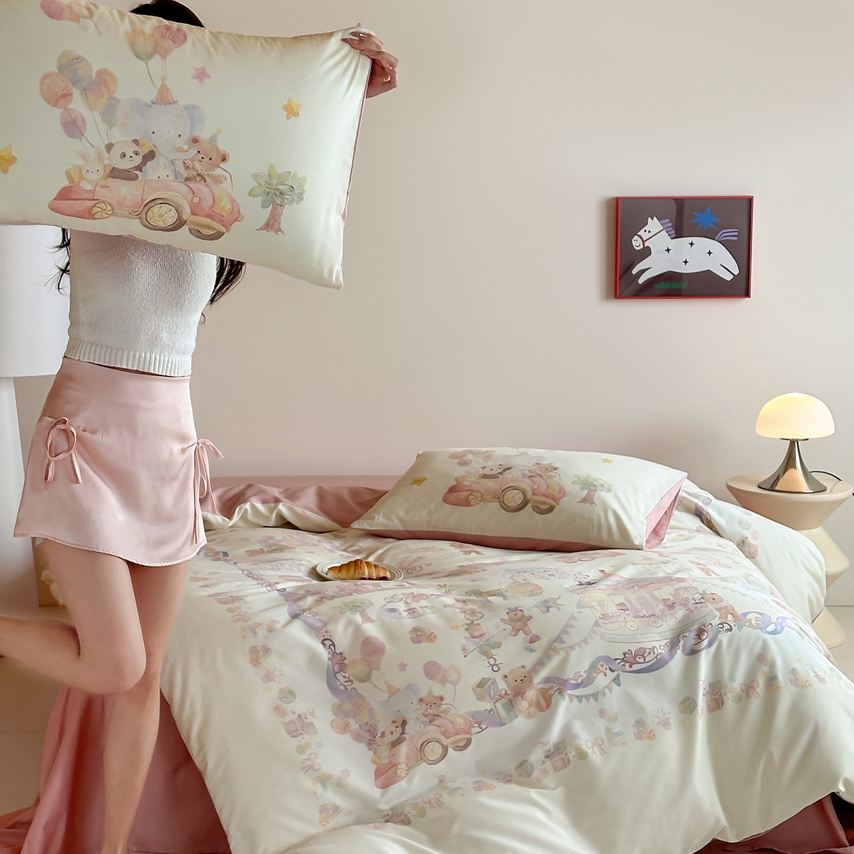 91家纺网 家纺一手货源 找家纺 桃喜 2026新款60支长绒棉数码印花油画系列四件套（券后不低于169/189） 园游会