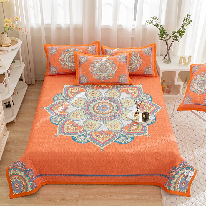 91家纺网 家纺一手货源 找家纺 （总）麦田家纺 2026新款天丝绸大版数码印花单床盖床盖单件