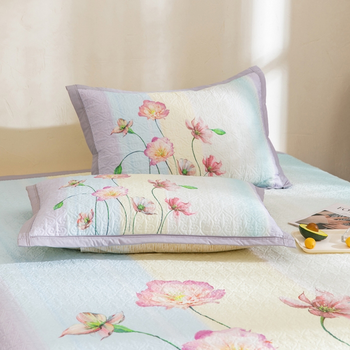 91家纺网 家纺一手货源 找家纺 麦田家纺 2026新款天丝绸大版数码印花单床盖床盖单件 萱花紫兰