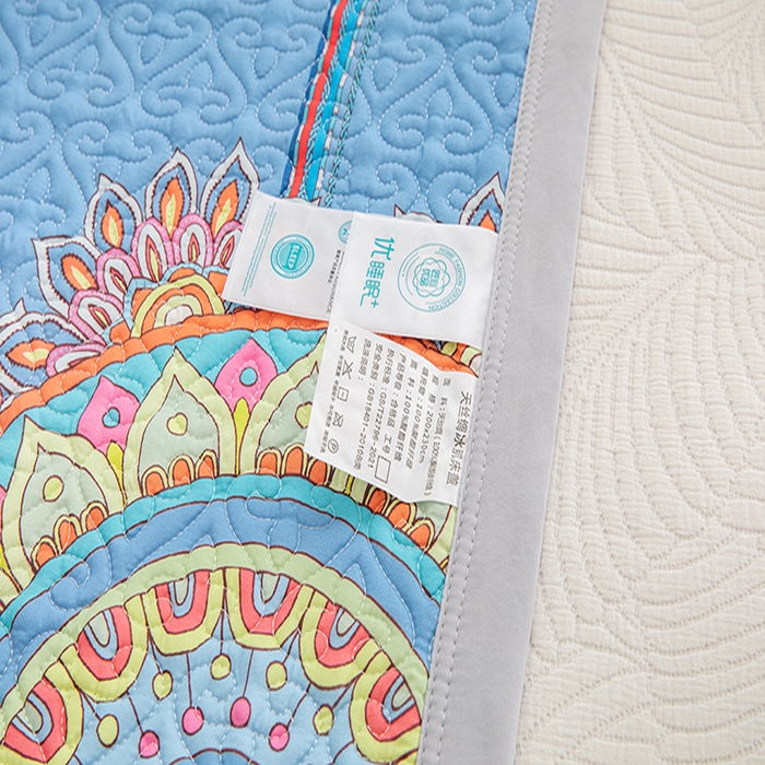 91家纺网 家纺一手货源 找家纺 麦田家纺 2026新款天丝绸大版数码印花单床盖床盖单件 罗曼蒂克-蓝