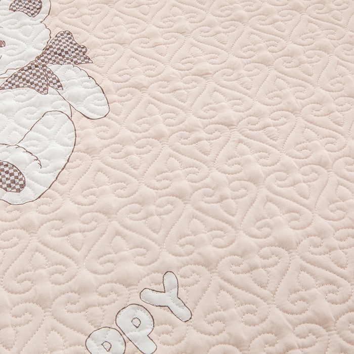 91家纺网 家纺一手货源 找家纺 麦田家纺 2026新款天丝绸大版数码印花单床盖床盖单件 潮流熊-咖