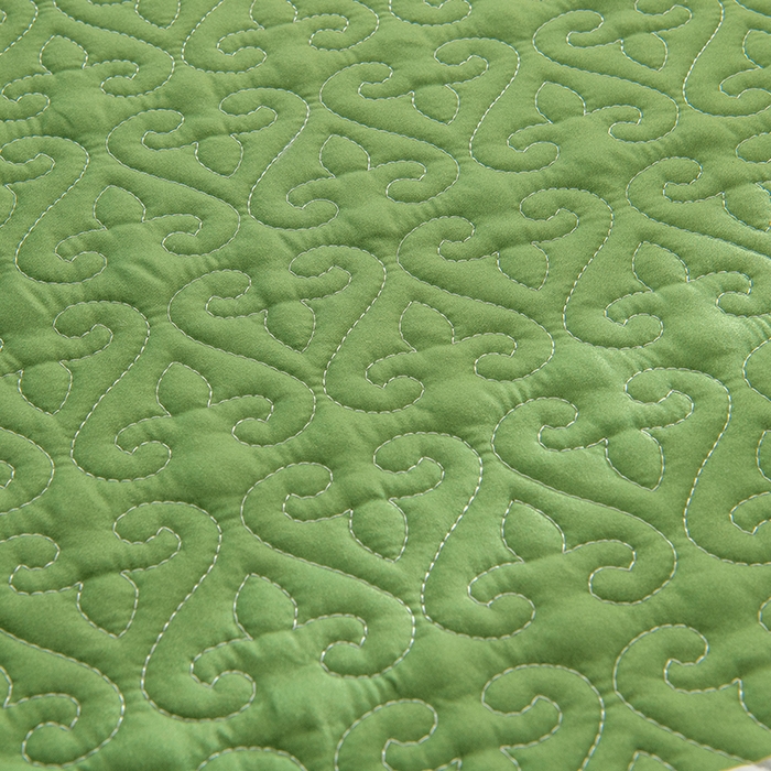 91家纺网 家纺一手货源 找家纺 麦田家纺 2026新款天丝绸大版数码印花单床盖床盖单件 千鸟格H-气泡绿