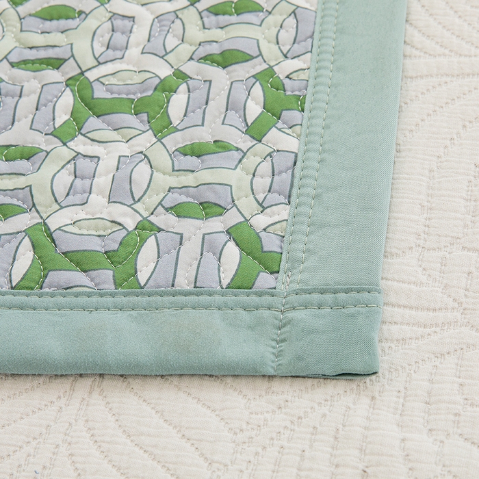 91家纺网 家纺一手货源 找家纺 麦田家纺 2026新款天丝绸大版数码印花单床盖床盖单件 古-清新绿