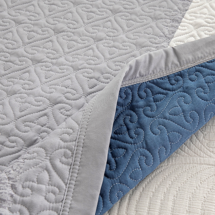 91家纺网 家纺一手货源 找家纺 麦田家纺 2026新款天丝绸大版数码印花单床盖床盖单件 千鸟格H-云灰色