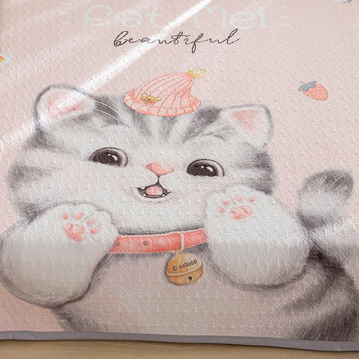 91家纺网 家纺一手货源 找家纺 麦田家纺 2026新款天丝绸大版数码印花单床盖床盖单件 幸运喵-粉