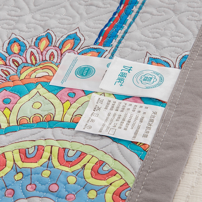 91家纺网 家纺一手货源 找家纺 麦田家纺 2026新款天丝绸大版数码印花单床盖床盖单件 罗曼蒂克-灰