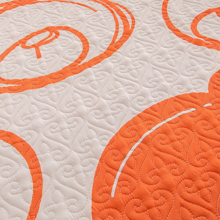 91家纺网 家纺一手货源 找家纺 麦田家纺 2026新款天丝绸大版数码印花单床盖床盖单件 小熊比尔-亮橘