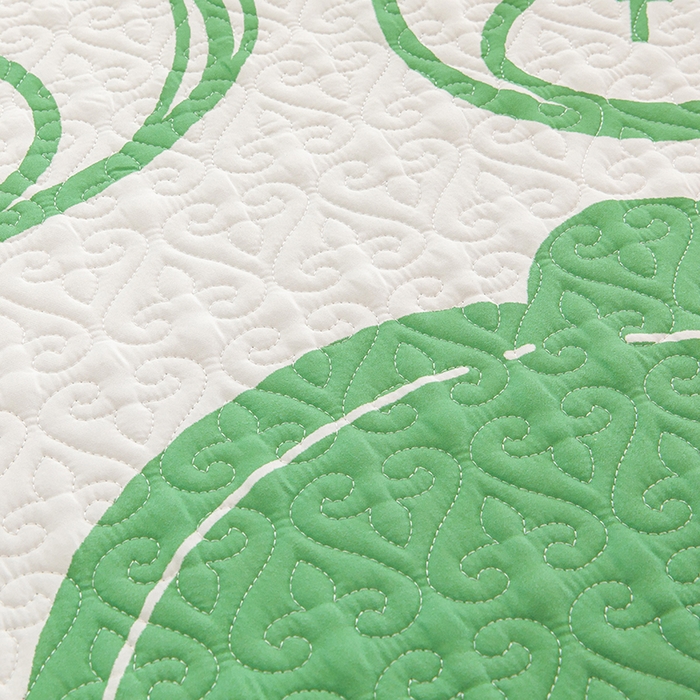 91家纺网 家纺一手货源 找家纺 麦田家纺 2026新款天丝绸大版数码印花单床盖床盖单件 小熊比尔-绿