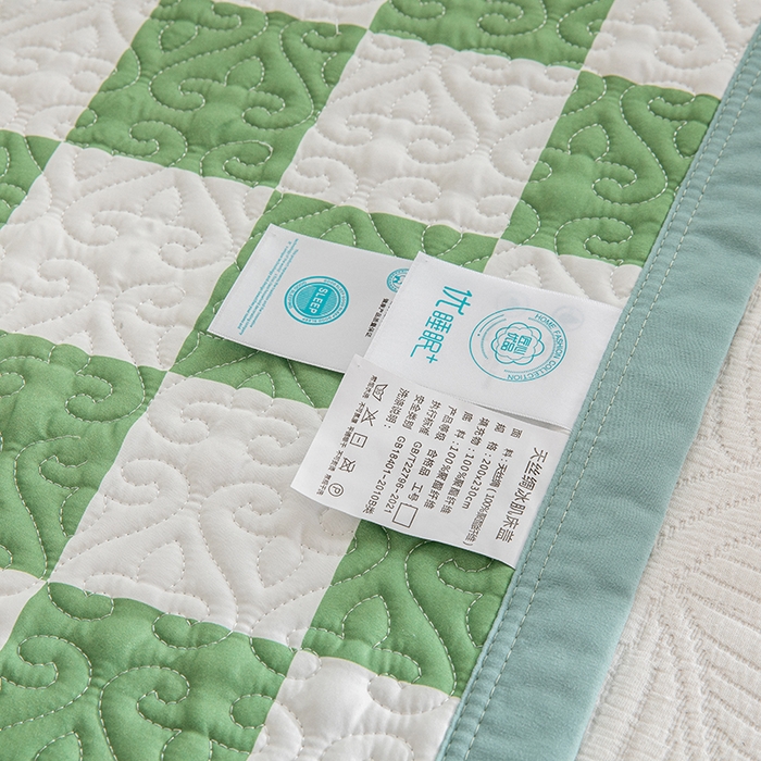 91家纺网 家纺一手货源 找家纺 麦田家纺 2026新款天丝绸大版数码印花单床盖床盖单件 潮流熊-绿