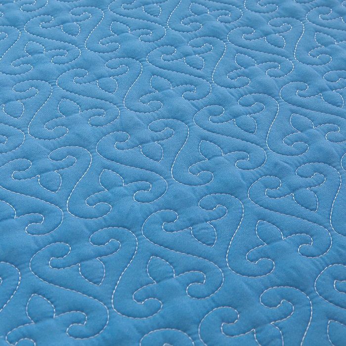 91家纺网 家纺一手货源 找家纺 麦田家纺 2026新款天丝绸大版数码印花单床盖床盖单件 千鸟格H-天空蓝