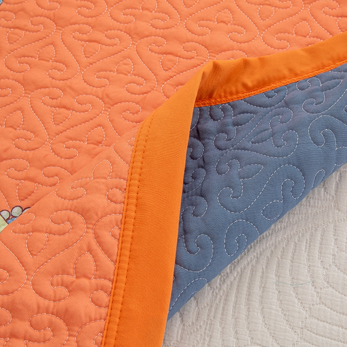 91家纺网 家纺一手货源 找家纺 麦田家纺 2026新款天丝绸大版数码印花单床盖床盖单件 罗曼蒂克-橘