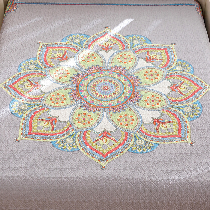 91家纺网 家纺一手货源 找家纺 麦田家纺 2026新款天丝绸大版数码印花单床盖床盖单件 罗曼蒂克-灰