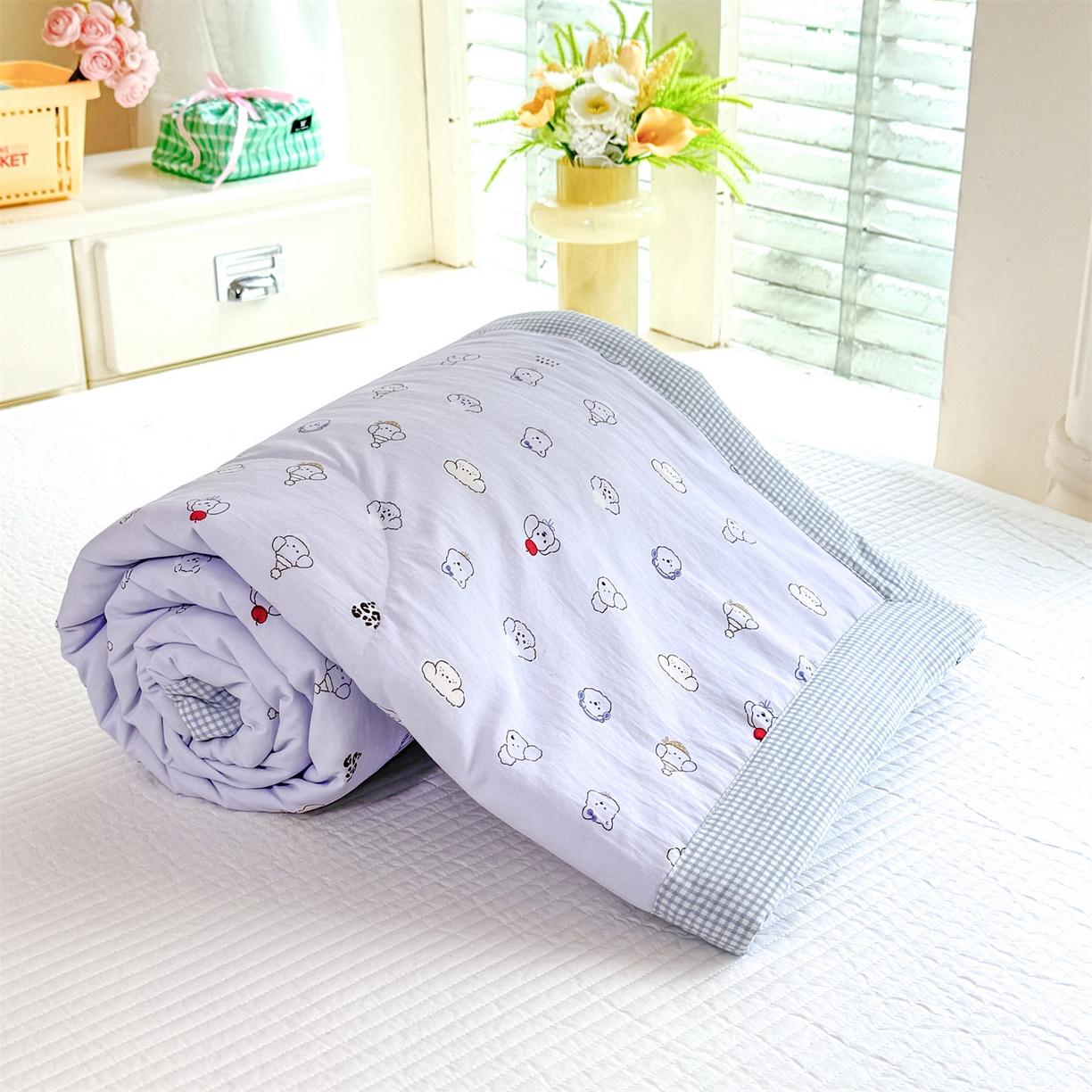 91家纺网 家纺一手货源 找家纺 （总）优贝家纺 2026新款云感双层纱皱皱纱花边床盖夹棉四件套