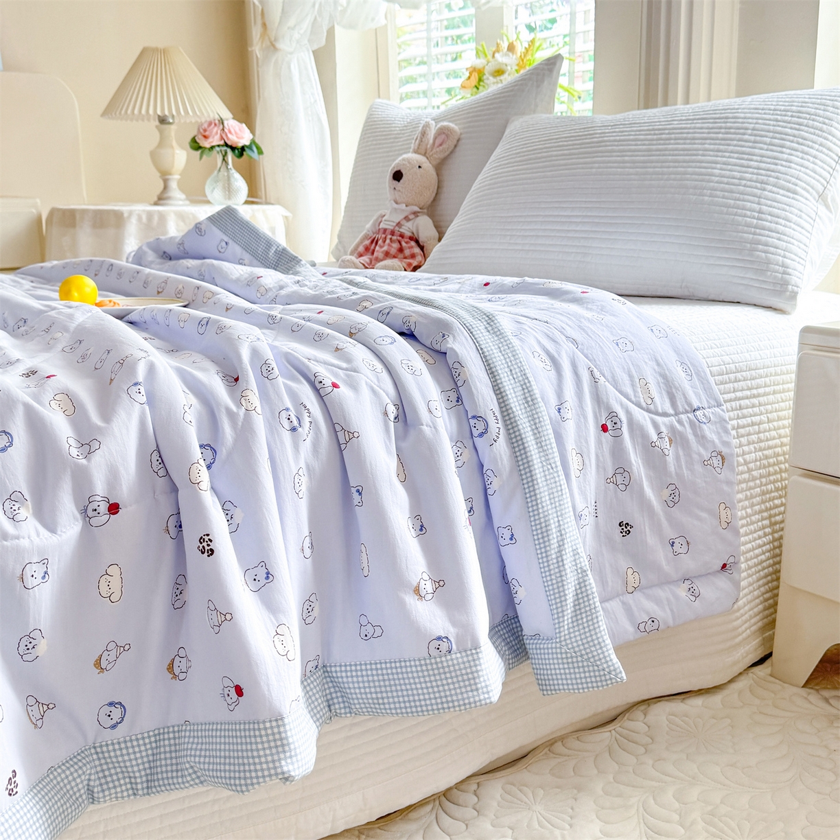 91家纺网 家纺一手货源 找家纺 （总）优贝家纺 2026新款水洗棉云朵棉双层纱手包边抗菌夏凉被空调被 被子被芯