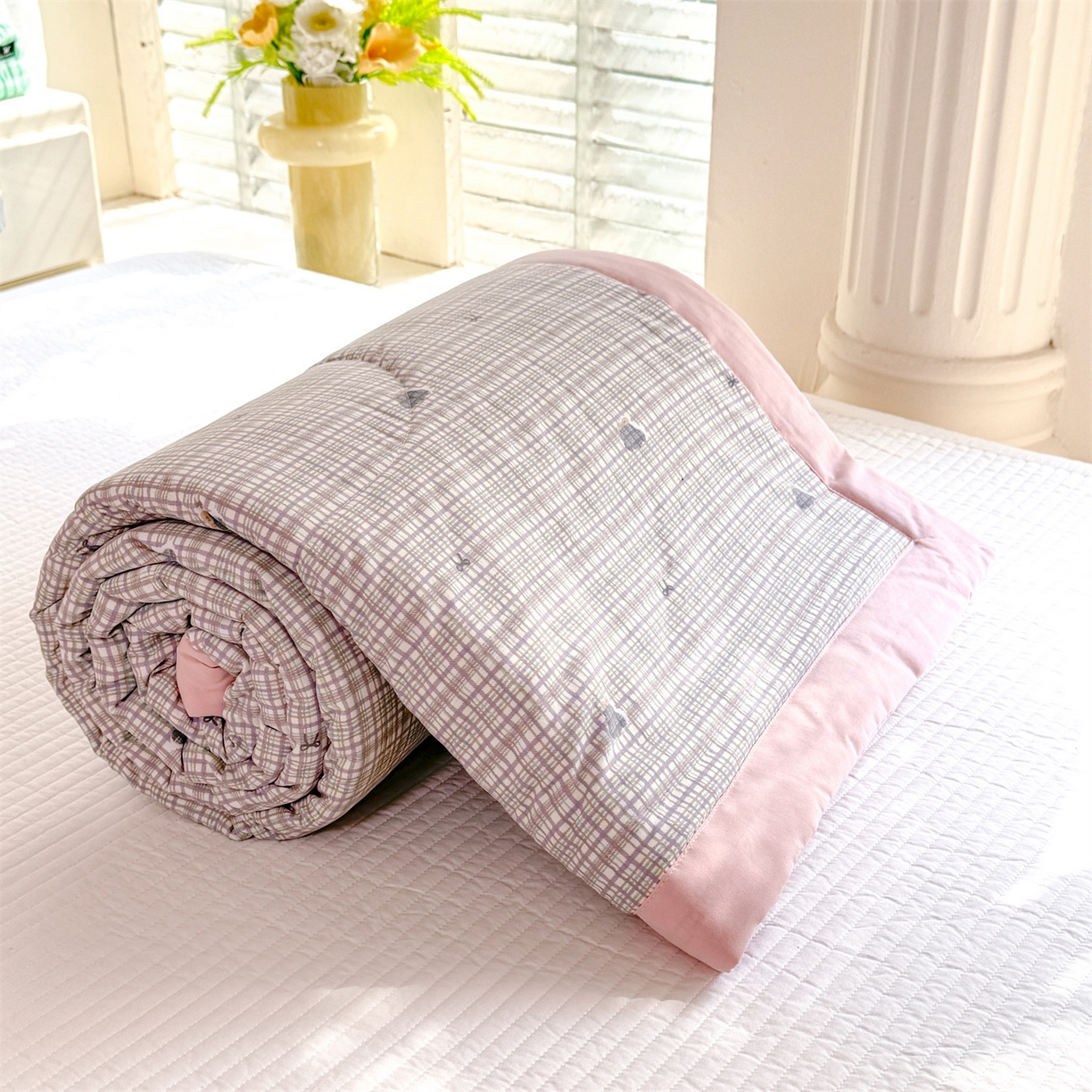 91家纺网 家纺一手货源 找家纺 （总）优贝家纺 2026新款水洗棉云朵棉双层纱手包边抗菌夏凉被空调被 被子被芯