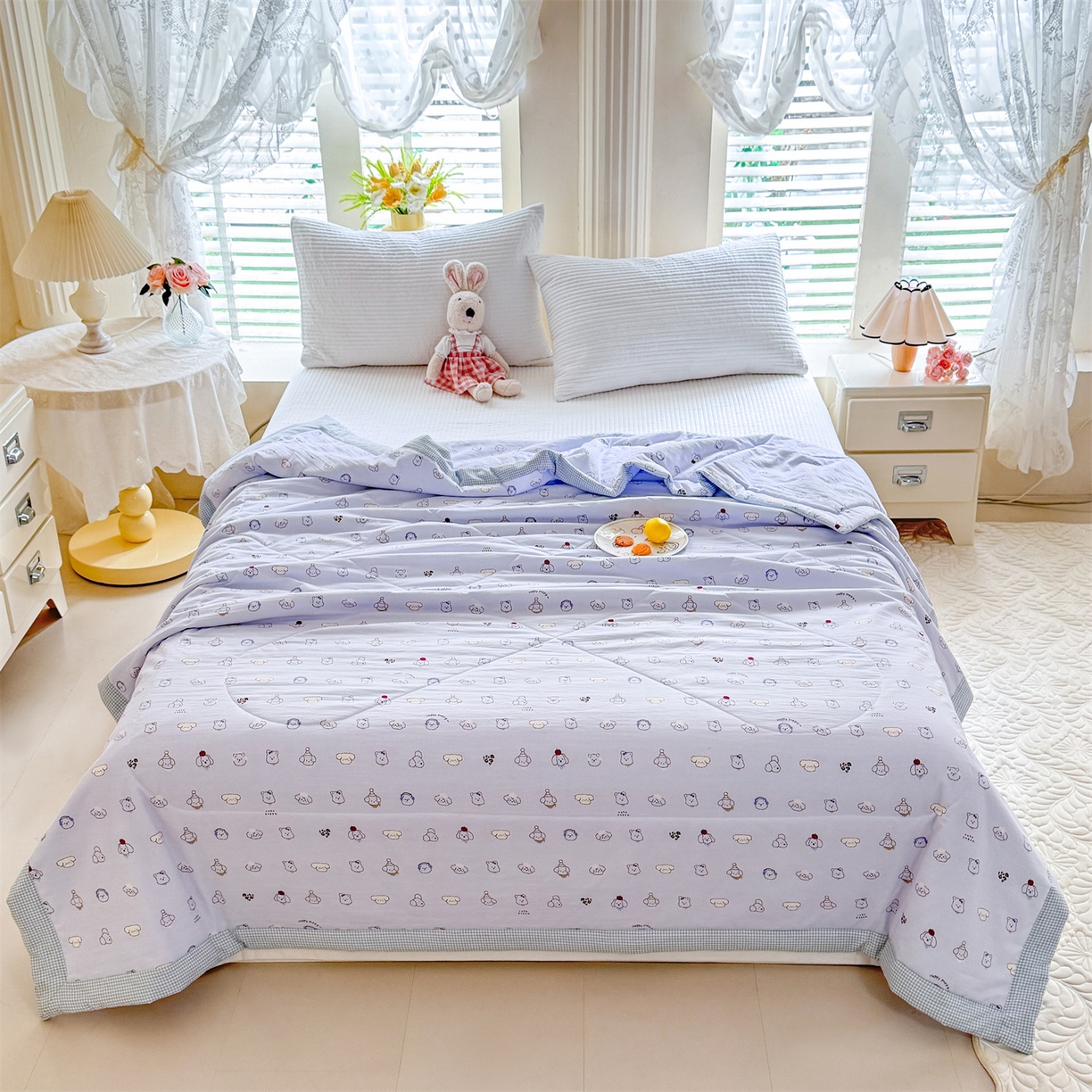 91家纺网 家纺一手货源 找家纺 优贝家纺 2026新款水洗棉云朵棉双层纱手包边抗菌夏凉被空调被 被子被芯 动物派对