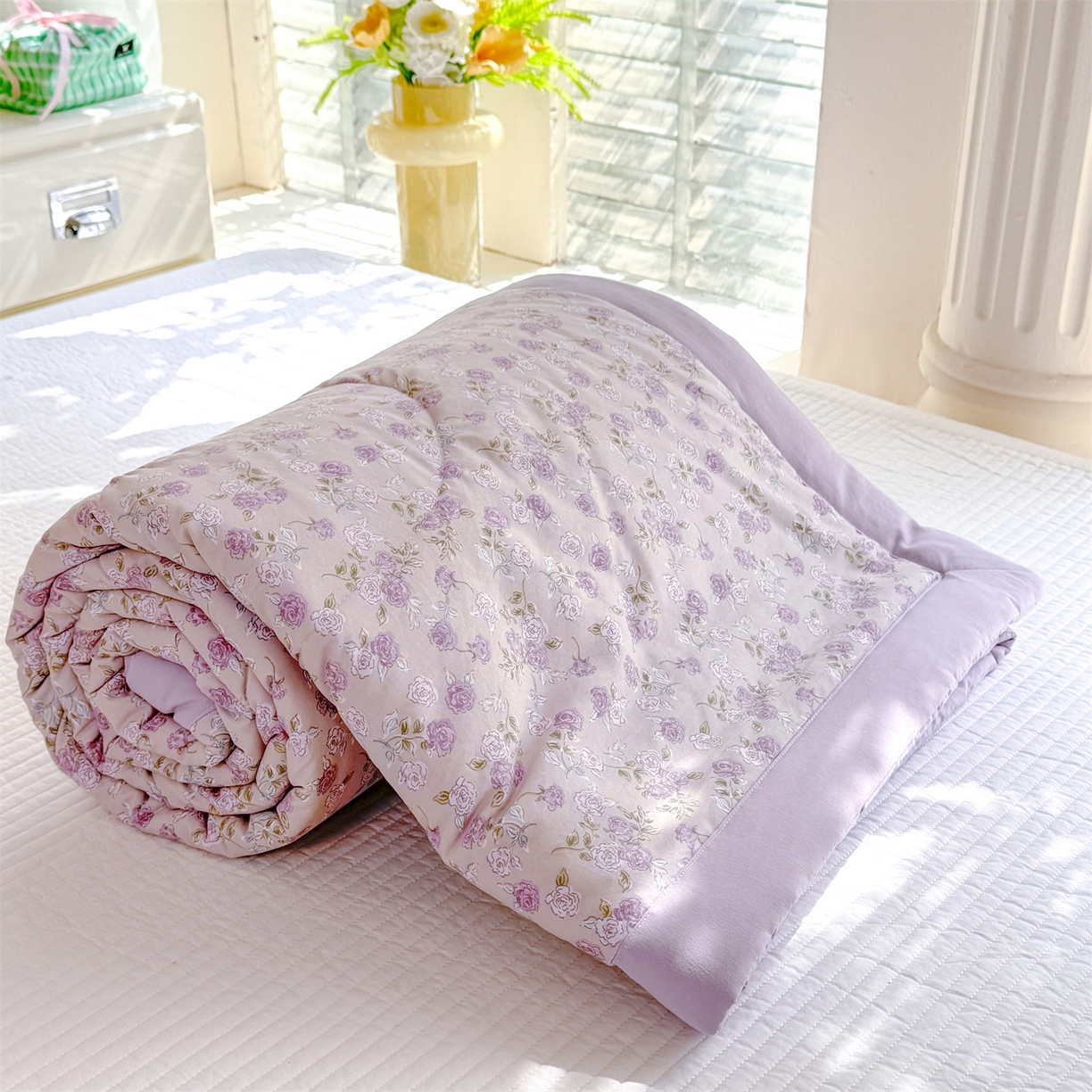 优贝家纺 2026新款水洗棉云朵棉双层纱手包边抗菌夏凉被空调被 被子被芯 花香丽影