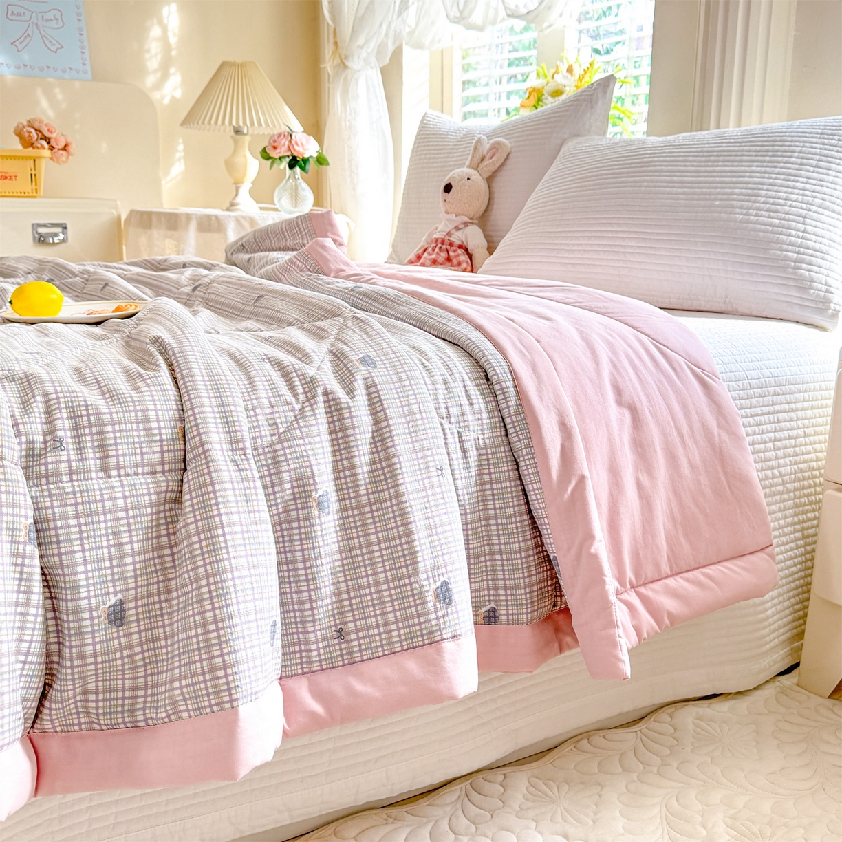 91家纺网 家纺一手货源 找家纺 优贝家纺 2026新款水洗棉云朵棉双层纱手包边抗菌夏凉被空调被 被子被芯 绅士熊