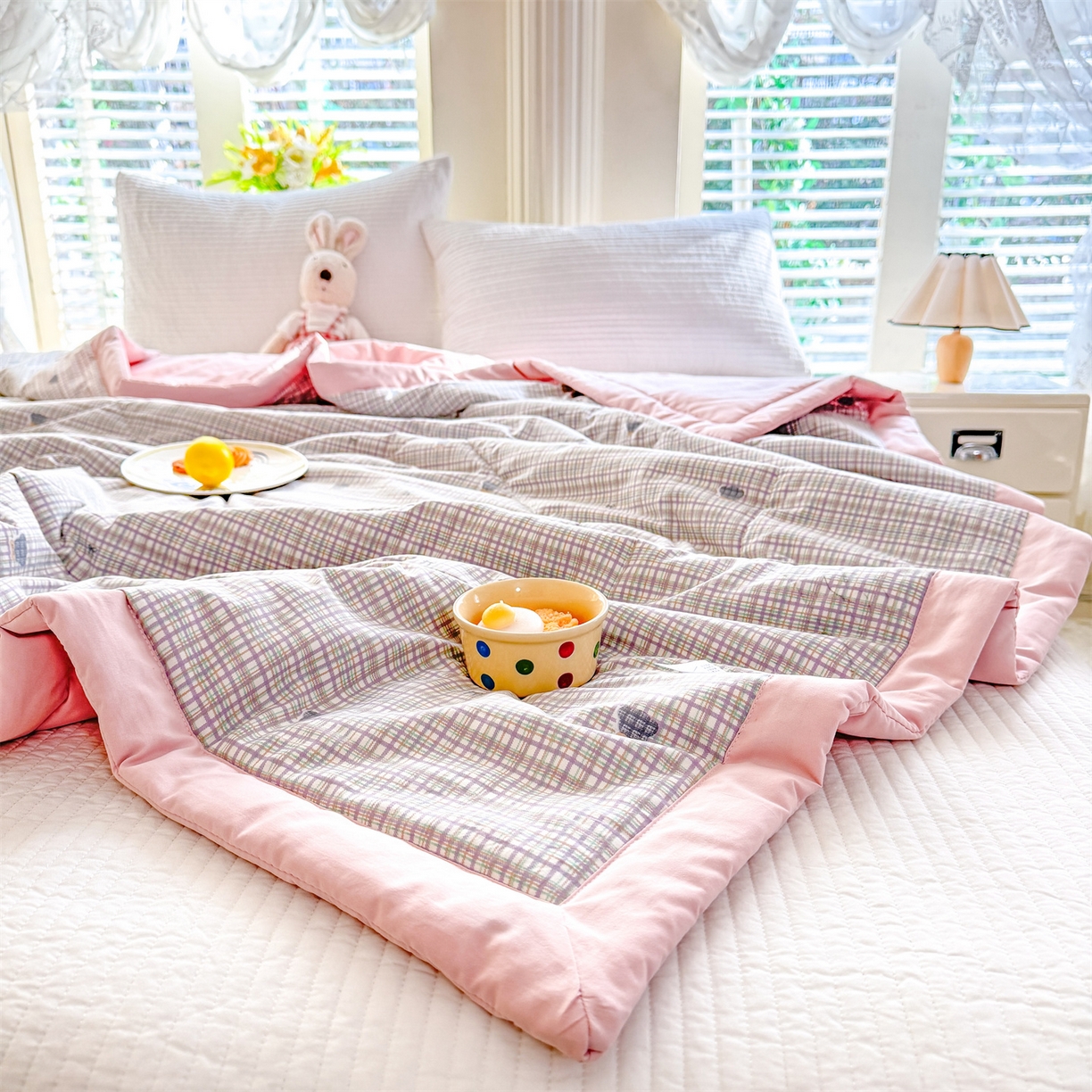 91家纺网 家纺一手货源 找家纺 优贝家纺 2026新款水洗棉云朵棉双层纱手包边抗菌夏凉被空调被 被子被芯 绅士熊