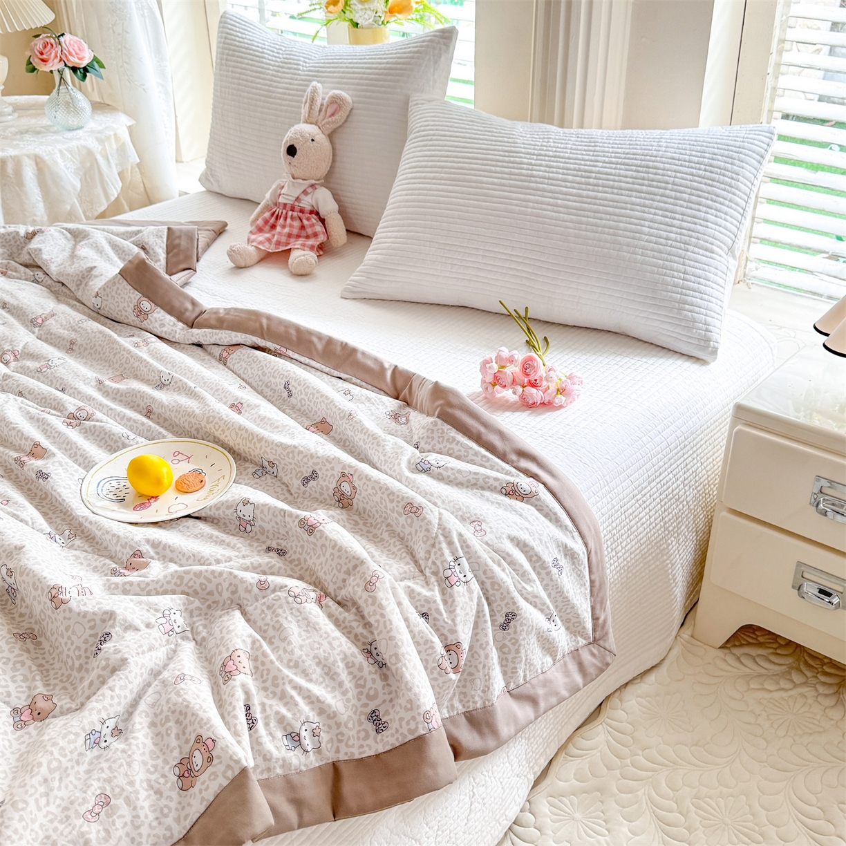 91家纺网 家纺一手货源 找家纺 优贝家纺 2026新款水洗棉云朵棉双层纱手包边抗菌夏凉被空调被 被子被芯 童年回忆