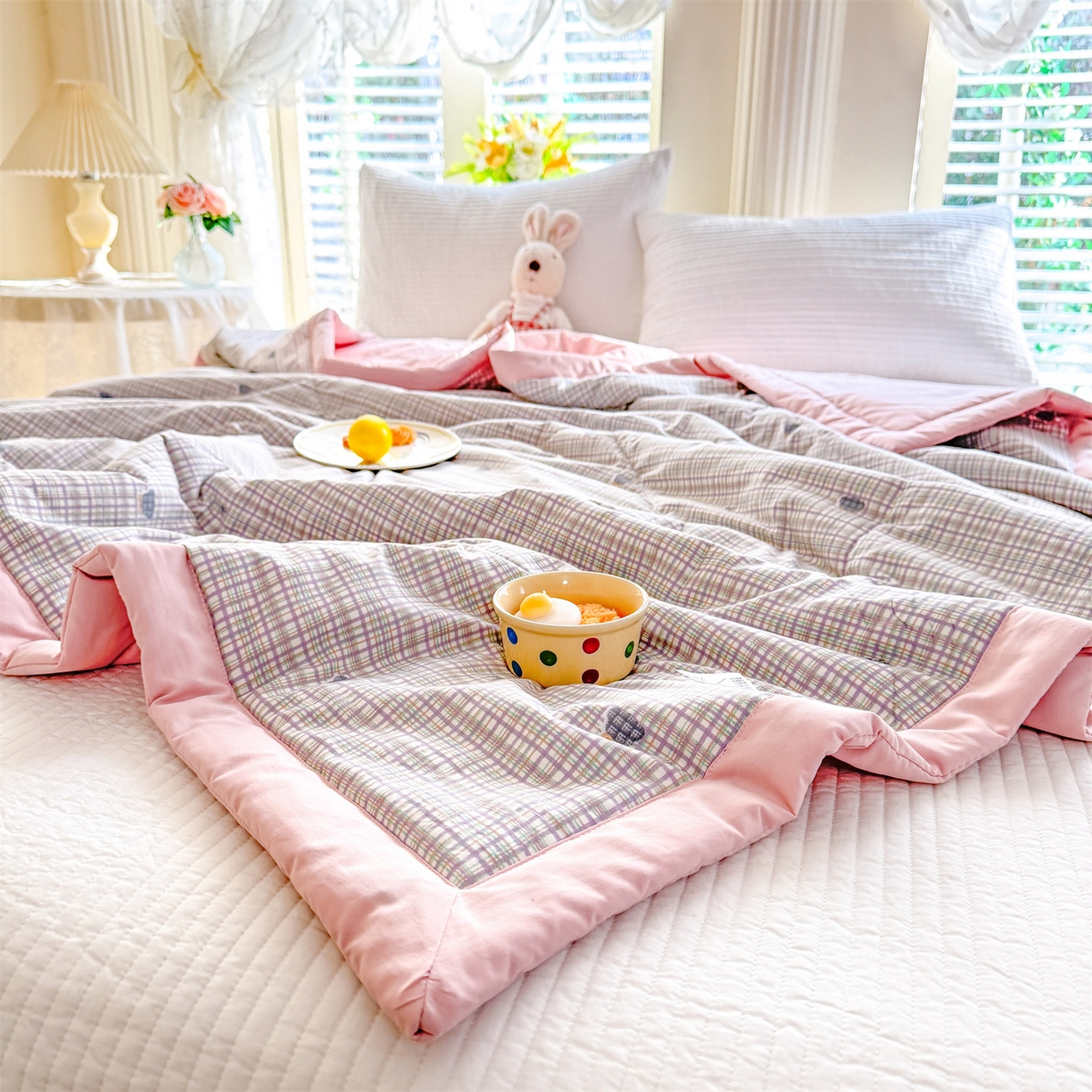 91家纺网 家纺一手货源 找家纺 优贝家纺 2026新款水洗棉云朵棉双层纱手包边抗菌夏凉被空调被 被子被芯 绅士熊